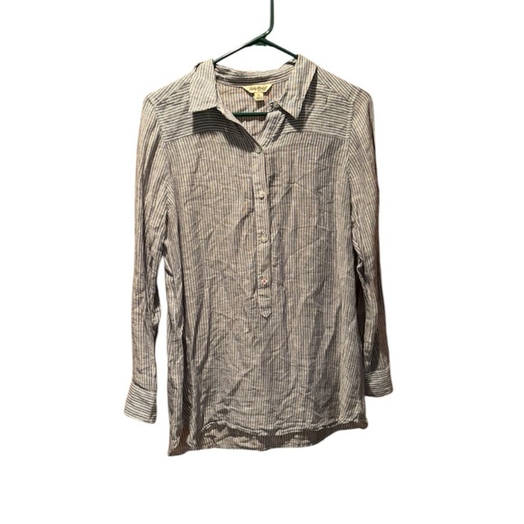 Lucky Brand Linen Blend Striped Popover Small - Picture 1 of 7